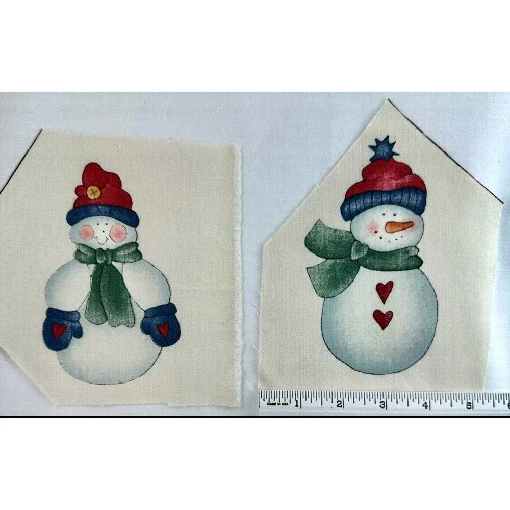 Lot of 8 Dianna Marcum Snowman Appliques Hearts Cotton